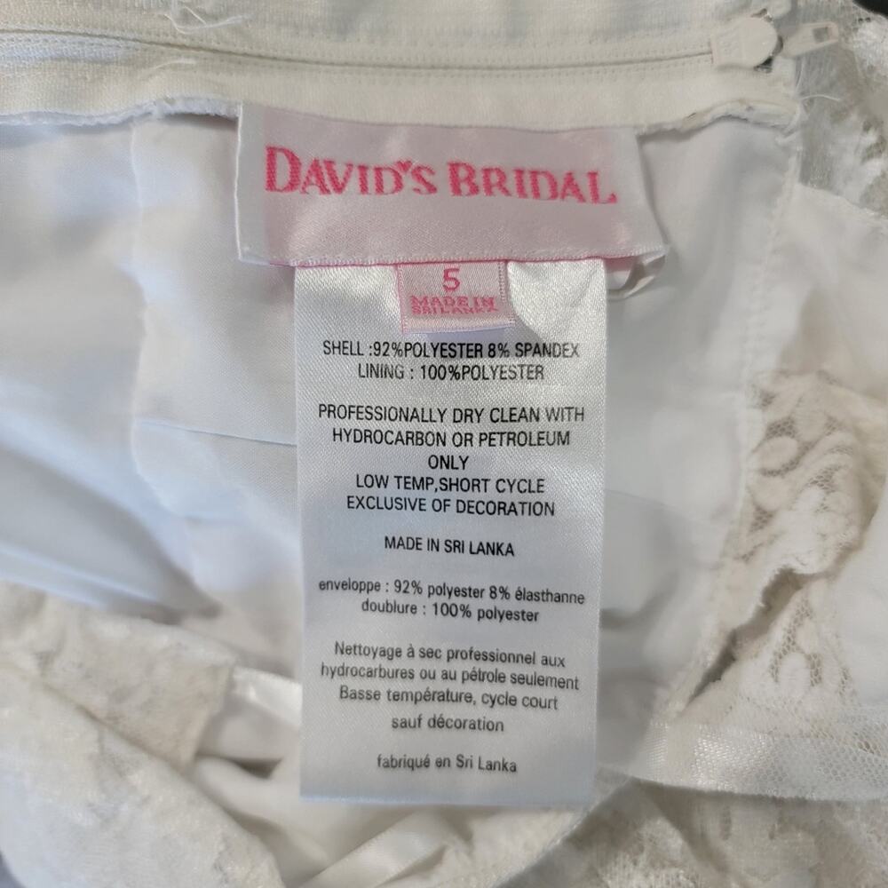David's Bridal White Illusion Lace Tie-Back Halter Flower Girl Dress 5 - Picture 5 of 5